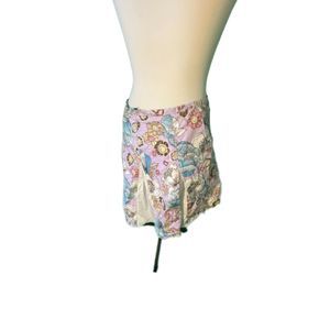 Purple pleated knee length skirt- very fun print